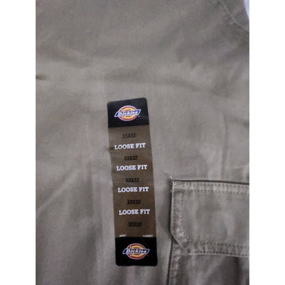 Dickies Mens Loose Fit Straight Leg Cargo Pants Khaki Tan 33x32 NWT