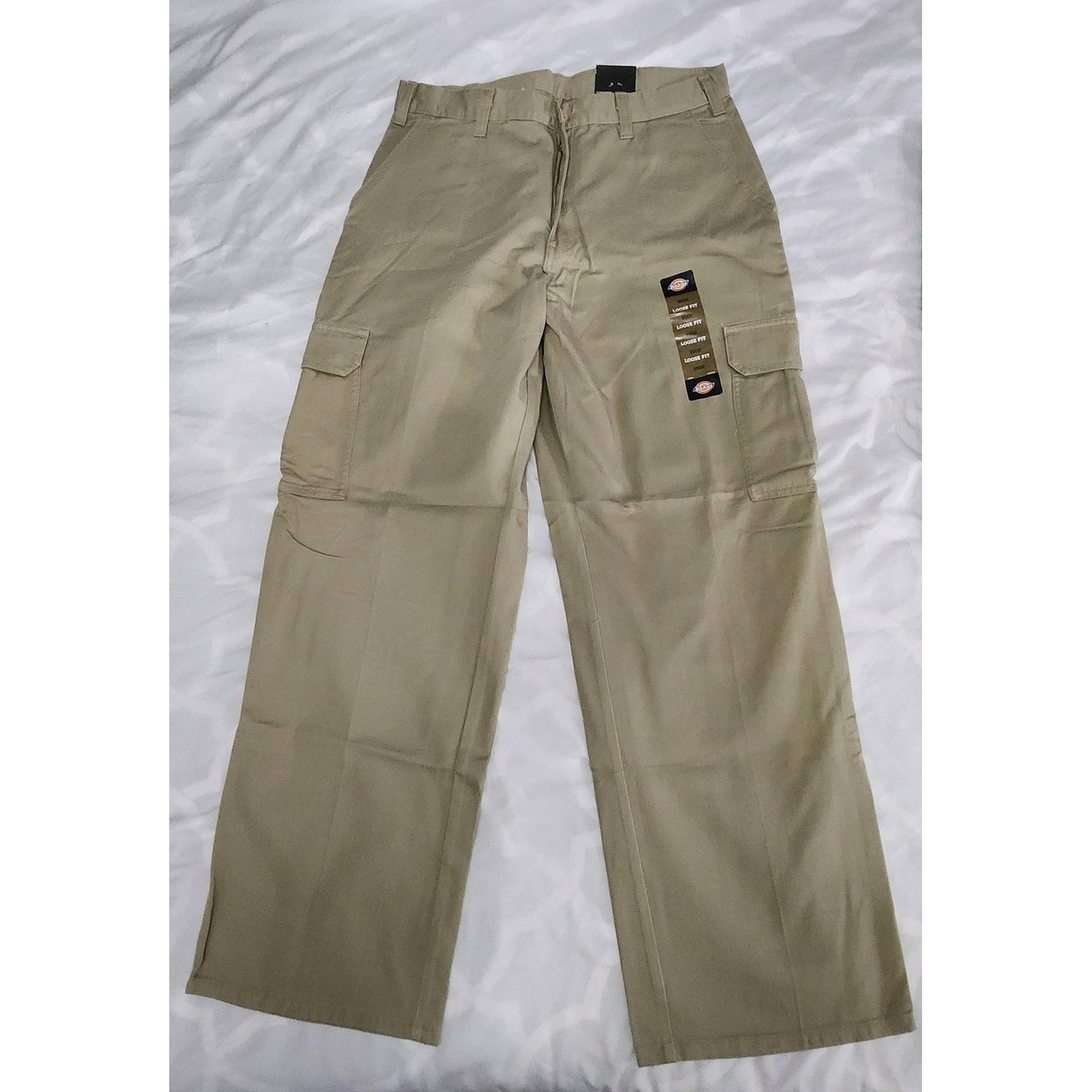 Dickies Mens Loose Fit Straight Leg Cargo Pants Khaki Tan 33x32 NWT