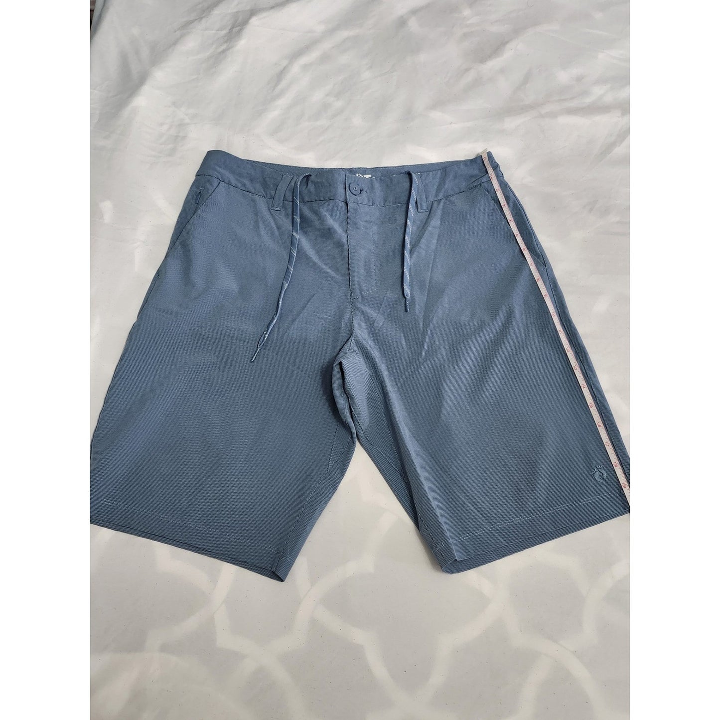 Hang Ten Mens Hybrid Shorts Size 34 Blue Micro Check Board Swim Surf Trunks
