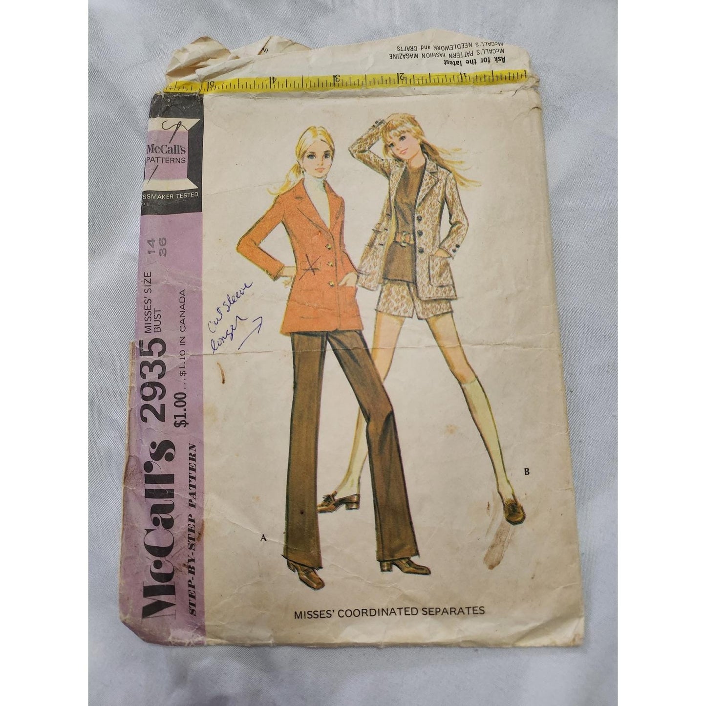 VTG 1971 McCalls 2935 Sewing Pattern Misses Jacket Pants Shorts Size 14 Bust 36