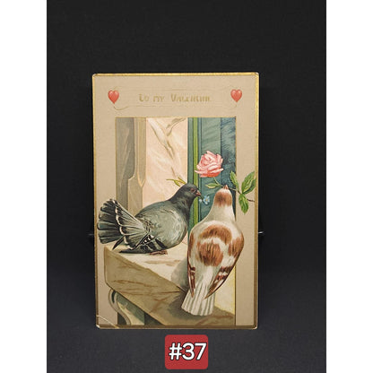 VTG Valentine Postcard Lot 5 Embossed Germany Cupid Car Telephone Doves 1910s