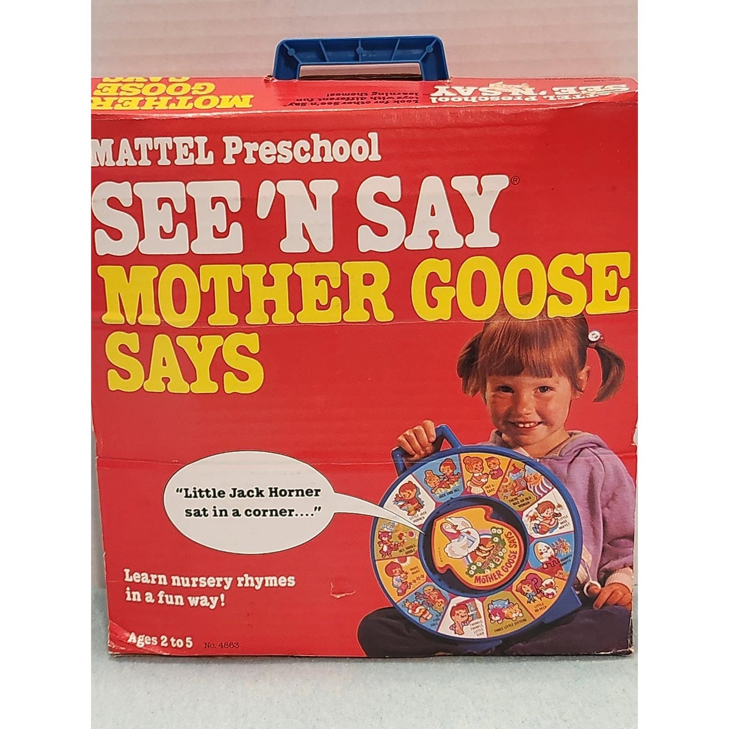 Vintage 1982 Mattel See 'N Say Mother Goose Says Talking Toy No 4863 In Box