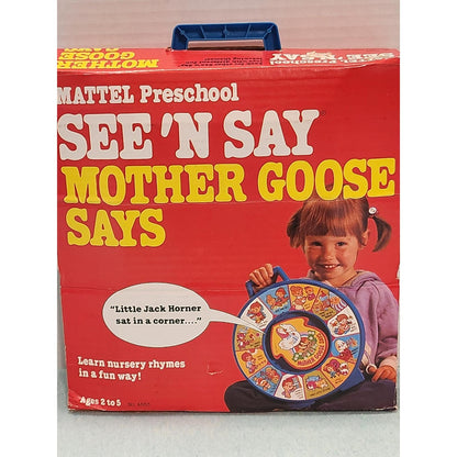 Vintage 1982 Mattel See 'N Say Mother Goose Says Talking Toy No 4863 In Box