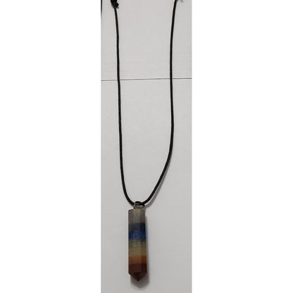 Set of 3 Stone Pendant Necklaces Agate Chakra Point Marbled Boho Cord Jewelry