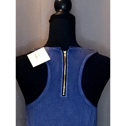 POL Tank Top Blue Mineral Acid Wash Zipper Pocket Racerback Edgy Boho