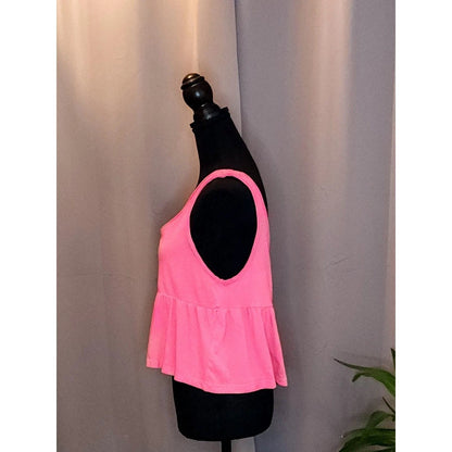Abound Womens Pink Peplum Tank Top V-Neck Ruffle Babydoll Sleeveless Shirt