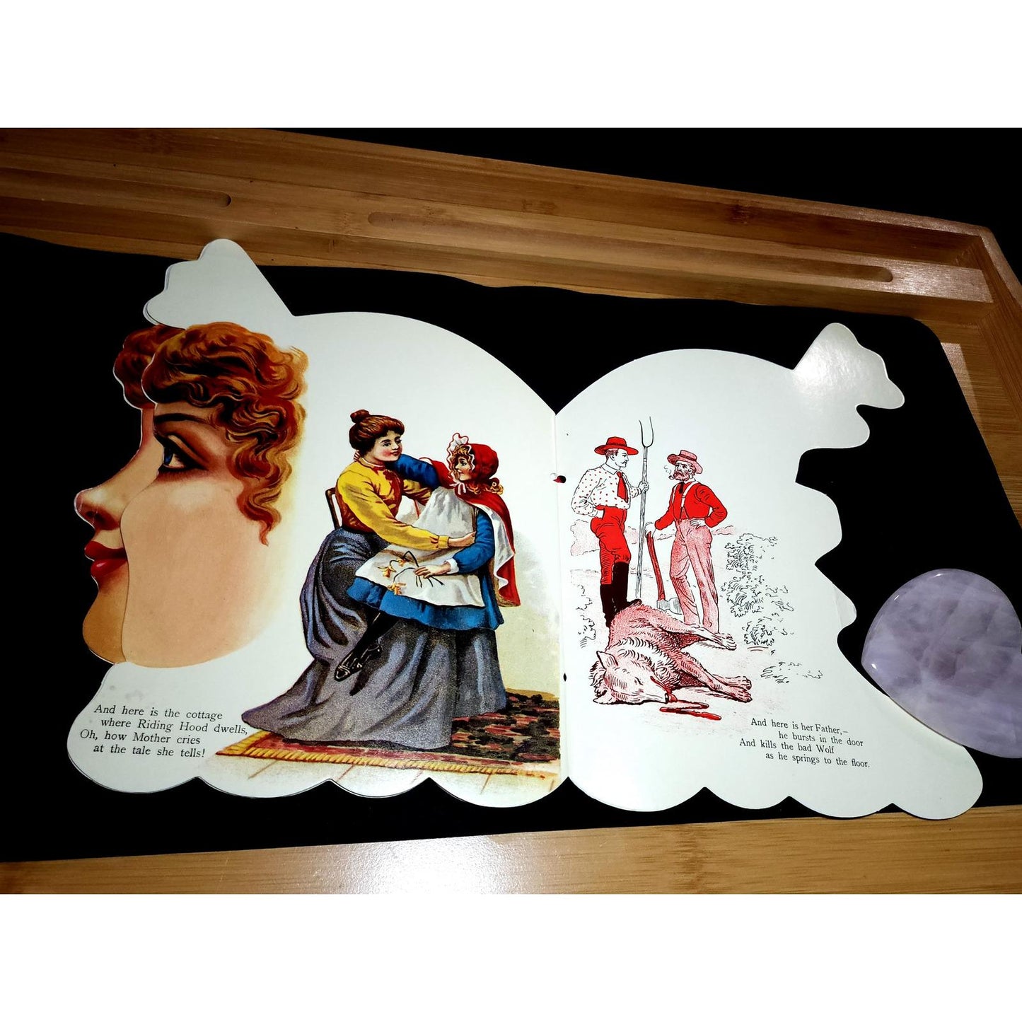 VTG 1984 Red Riding Hood Die-Cut Shape Book Merrimack Publishing Ribbon Tie