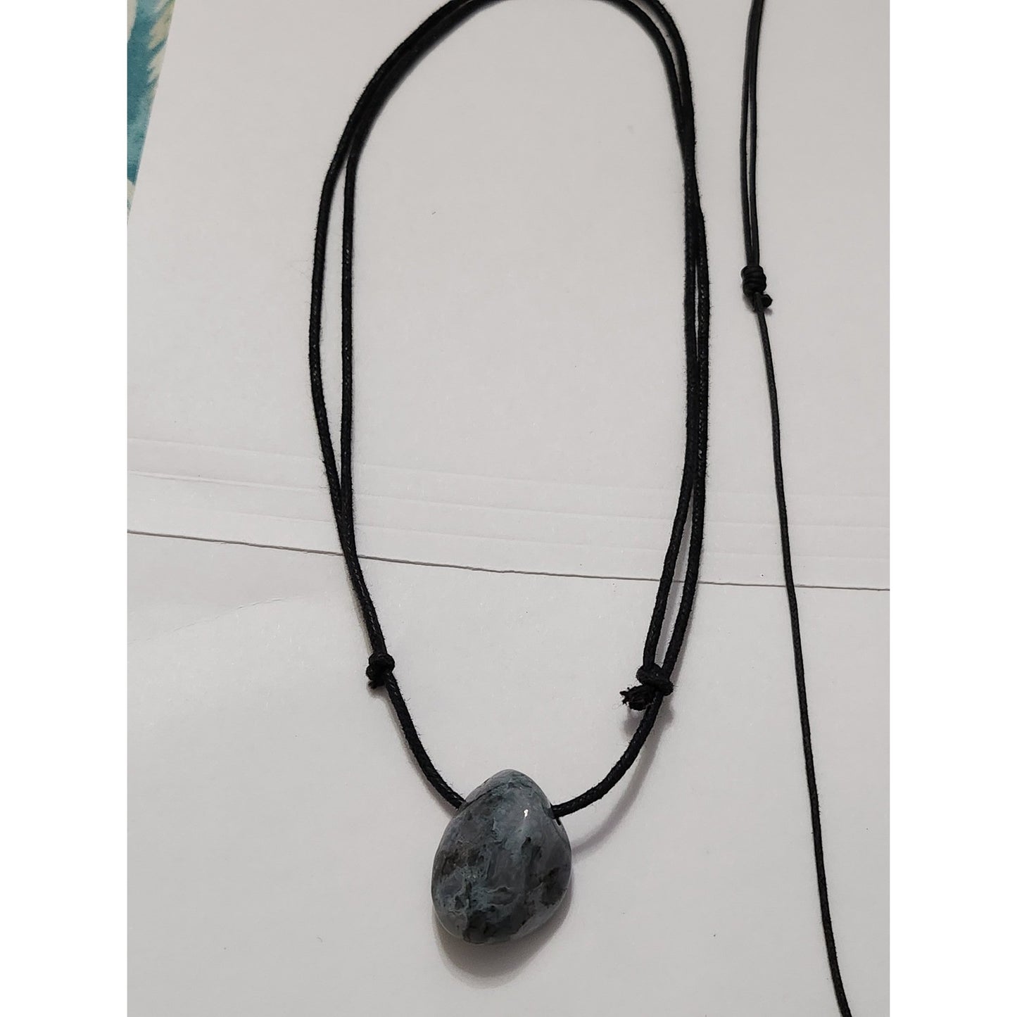 Set of 3 Stone Pendant Necklaces Agate Chakra Point Marbled Boho Cord Jewelry