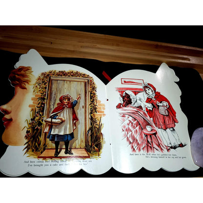 VTG 1984 Red Riding Hood Die-Cut Shape Book Merrimack Publishing Ribbon Tie