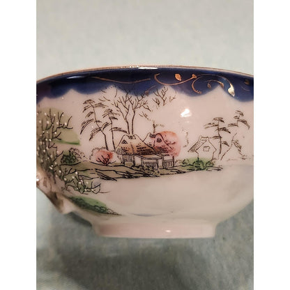 Vintage Hand Painted Japanese Eggshell Porcelain Tea Cup and Saucer Set of 2