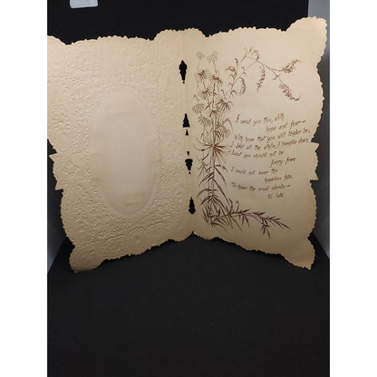 Vintage Victorian Valentine Greeting Card Die Cut Lace Paper Gold Accents Cherub