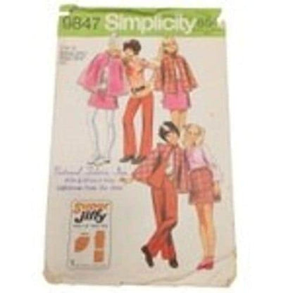 VTG 1971 Simplicity 9847 Girls Cape Skirt Pants Super Jiffy Sewing Pattern Sz 10