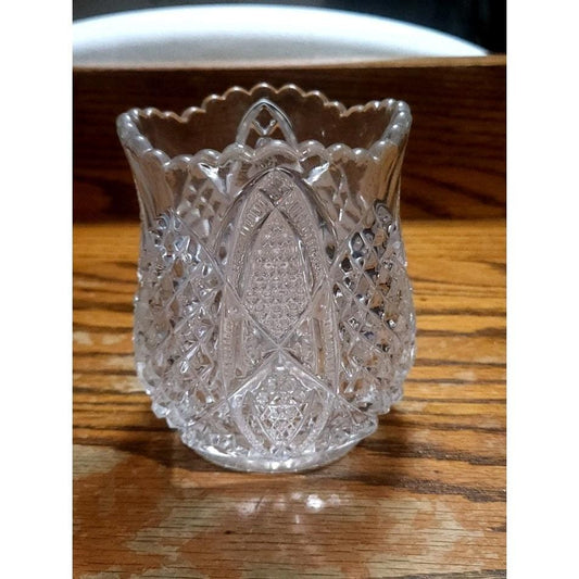 Vintage EAPG Pressed Glass Creamer Sugar Set Victorian Table Decor Diamond Clear