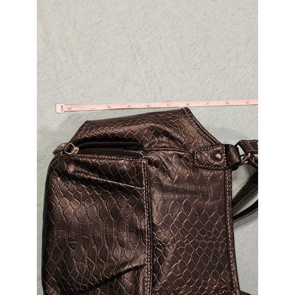 Rosetti Black Faux Snakeskin Shoulder Bag Organizer Purse Contrast Stitching