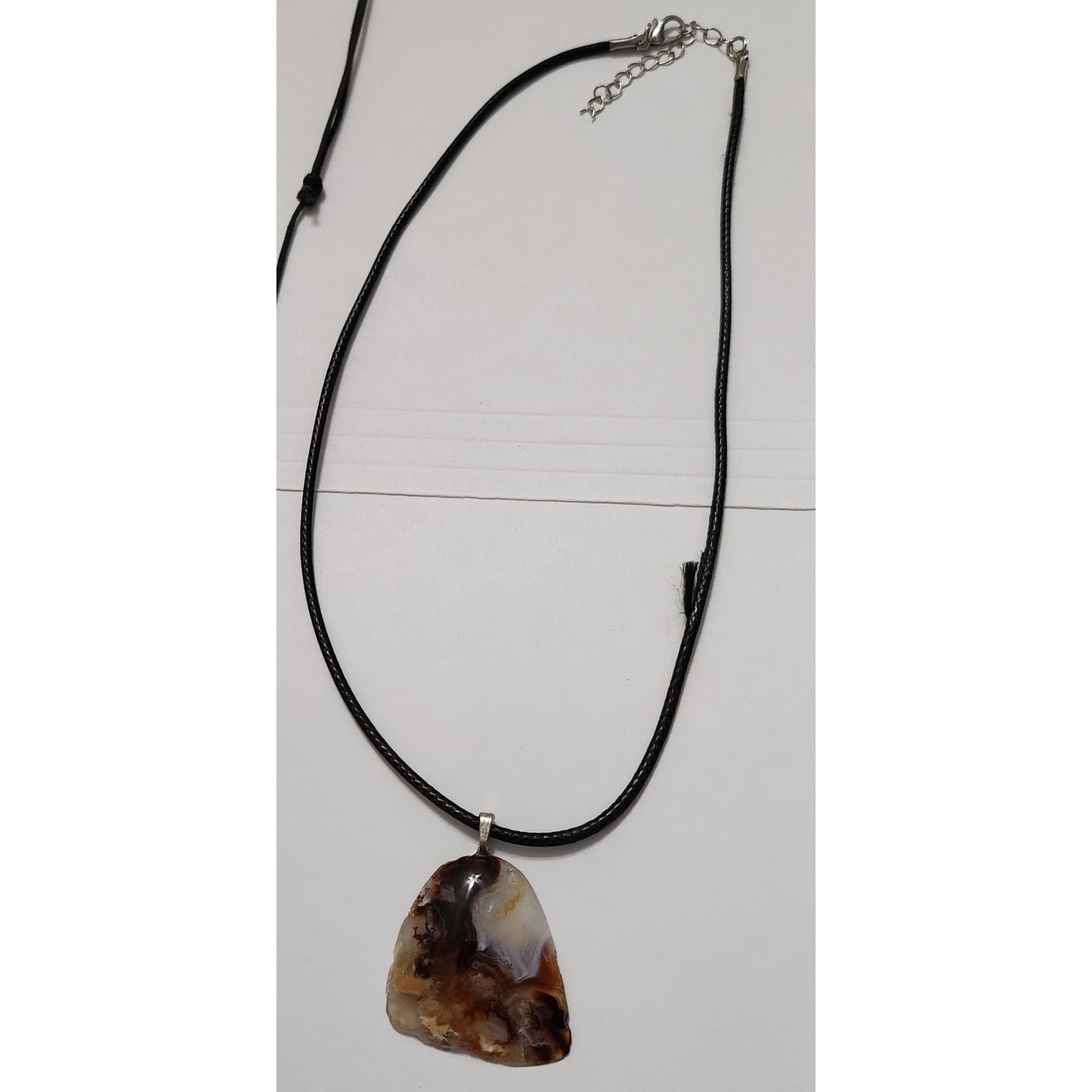 Set of 3 Stone Pendant Necklaces Agate Chakra Point Marbled Boho Cord Jewelry