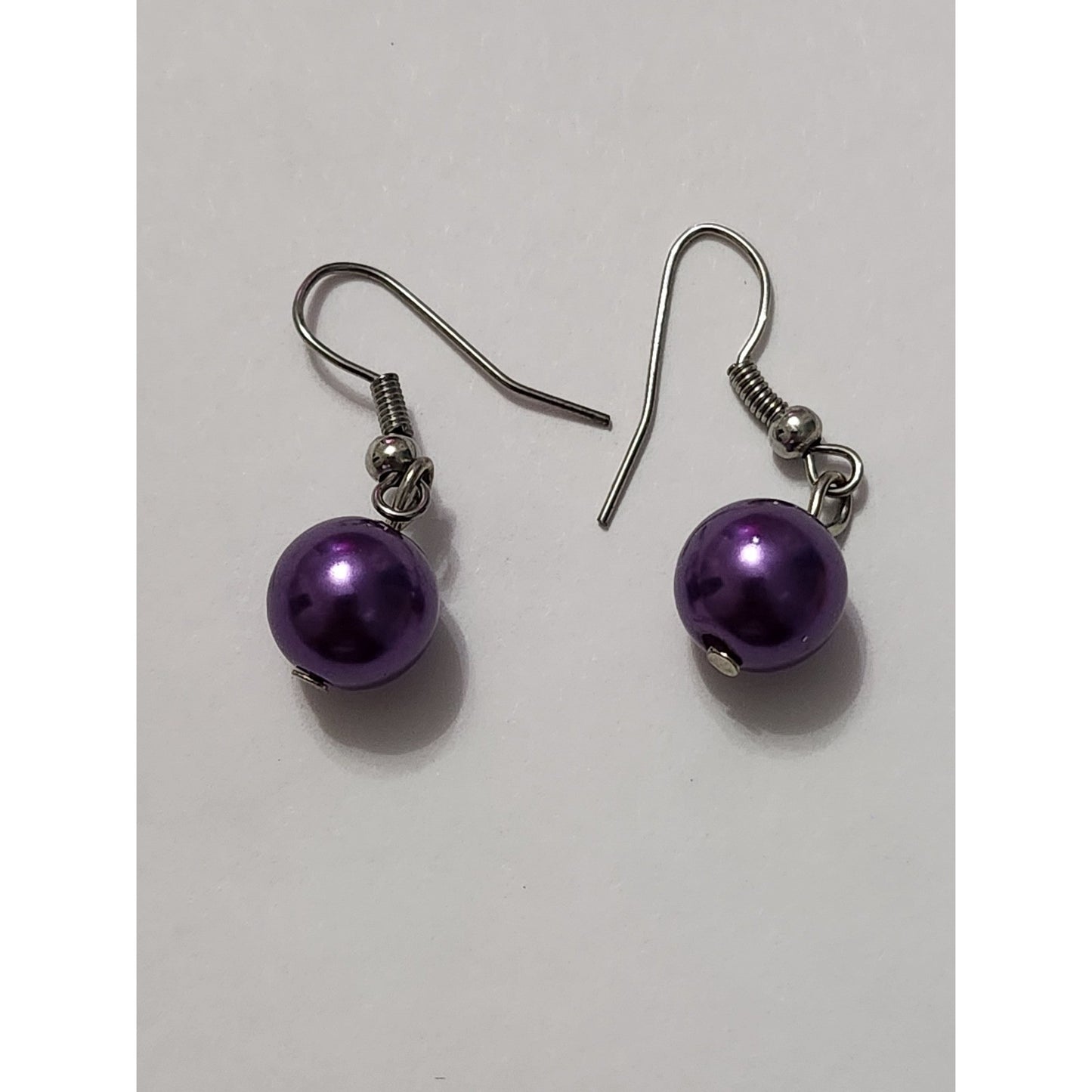 Purple Pearl Silver Charm Jewelry Set Necklace Bracelet Earrings Heart Dragonfly