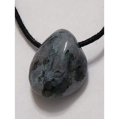 Set of 3 Stone Pendant Necklaces Agate Chakra Point Marbled Boho Cord Jewelry