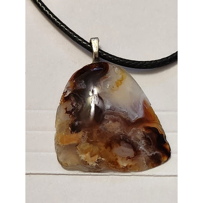 Set of 3 Stone Pendant Necklaces Agate Chakra Point Marbled Boho Cord Jewelry