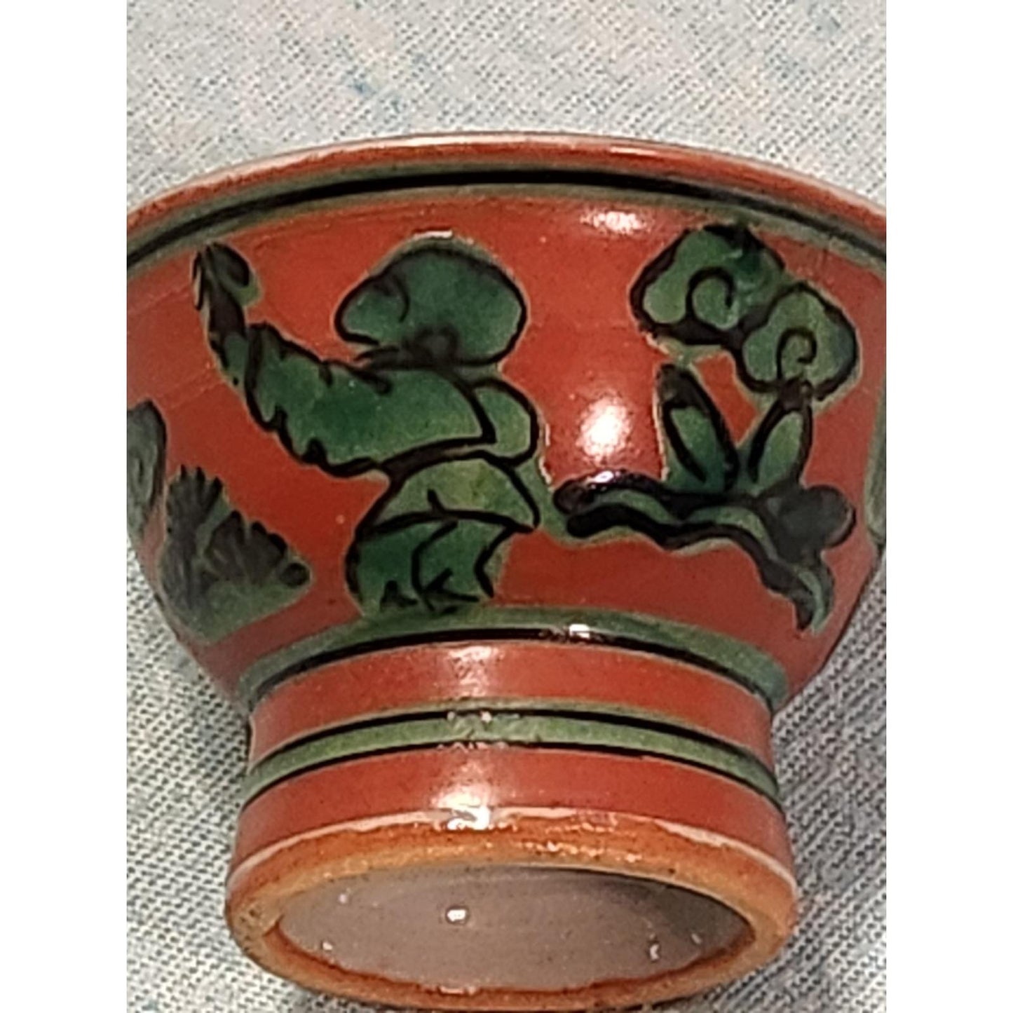 Vintage Kutani Japanese Sake Set Tokkuri Decanter 3 Ochoko Cups Red Green Gold