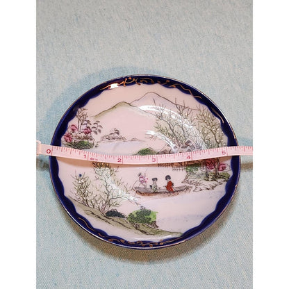 Vintage Hand Painted Japanese Eggshell Porcelain Tea Cup and Saucer Set of 2