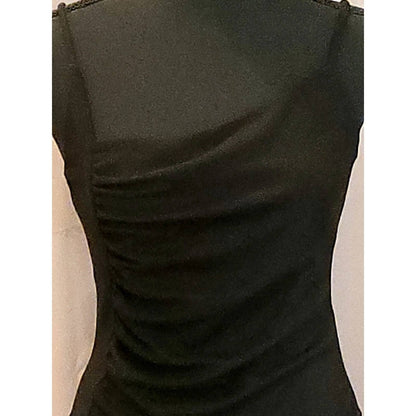 NWT Lush Black Asymmetrical Ruched Bodysuit Cami Top Leotard