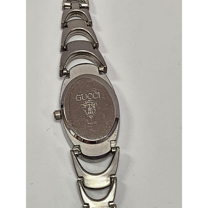 Vintage Gucci Quartz Watch Blue Dial Silver Tone Link Bracelet Needs Battery