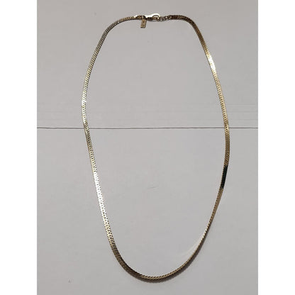Vintage 18K Gold Filled Herringbone Flat Snake Chain Necklace 18K GP Clasp