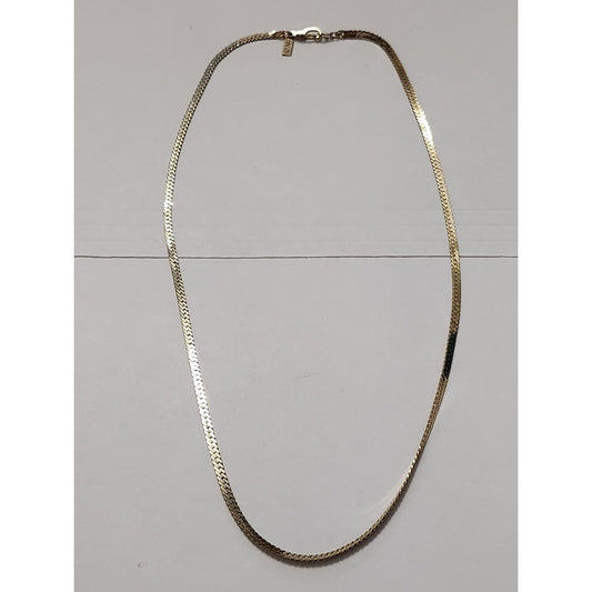 Vintage 18K Gold Filled Herringbone Flat Snake Chain Necklace 18K GP Clasp