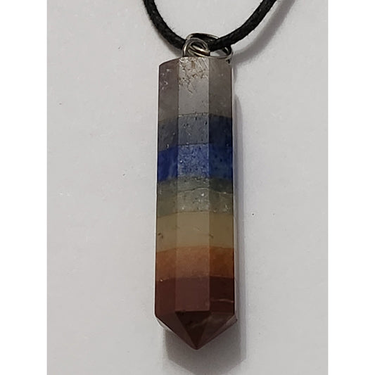 Set of 3 Stone Pendant Necklaces Agate Chakra Point Marbled Boho Cord Jewelry