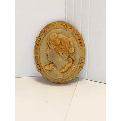 Vintage Style Resin Cameo Cabochon Cream Amber Profile Jewelry Supply DIY