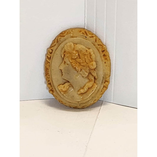 Vintage Style Resin Cameo Cabochon Cream Amber Profile Jewelry Supply DIY