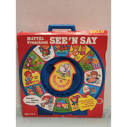 Vintage 1982 Mattel See 'N Say Mother Goose Says Talking Toy No 4863 In Box
