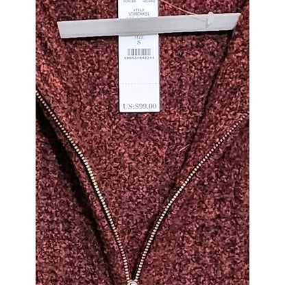 NWT WHBM White House Black Market Women's S Burgundy Marled Quarter Zip Sweater