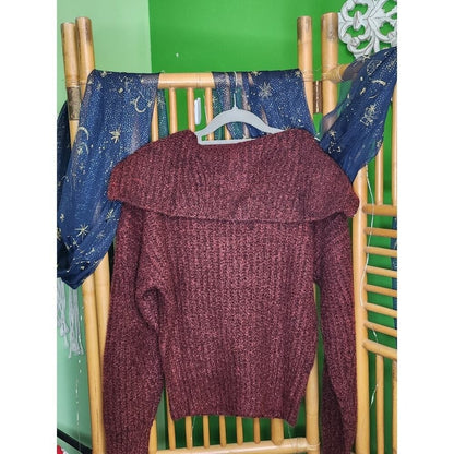 NWT WHBM White House Black Market Women's S Burgundy Marled Quarter Zip Sweater