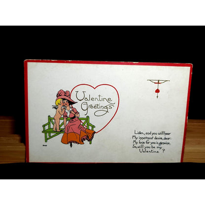 VTG 1913 Valentine Postcard Lot S Bergman Cupid Woman Dutch Children Unposted