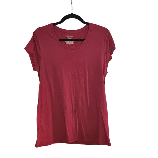 No Boundaries Womens XXL 19 Burgundy T-Shirt Short Sleeve Scoop Neck Basic Tee