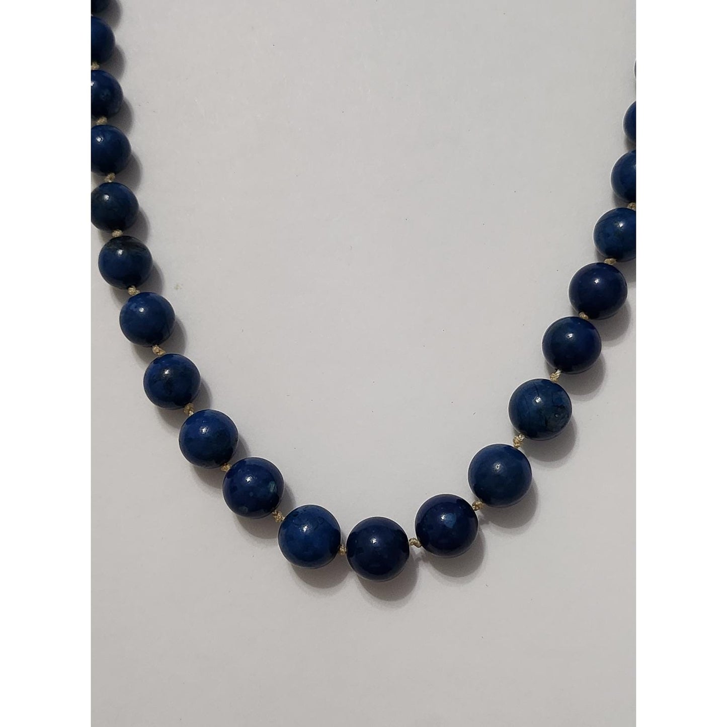 Vintage Lapis Lazuli Beaded Necklace Teardrop Earring Set Gold Tone Boho Blue