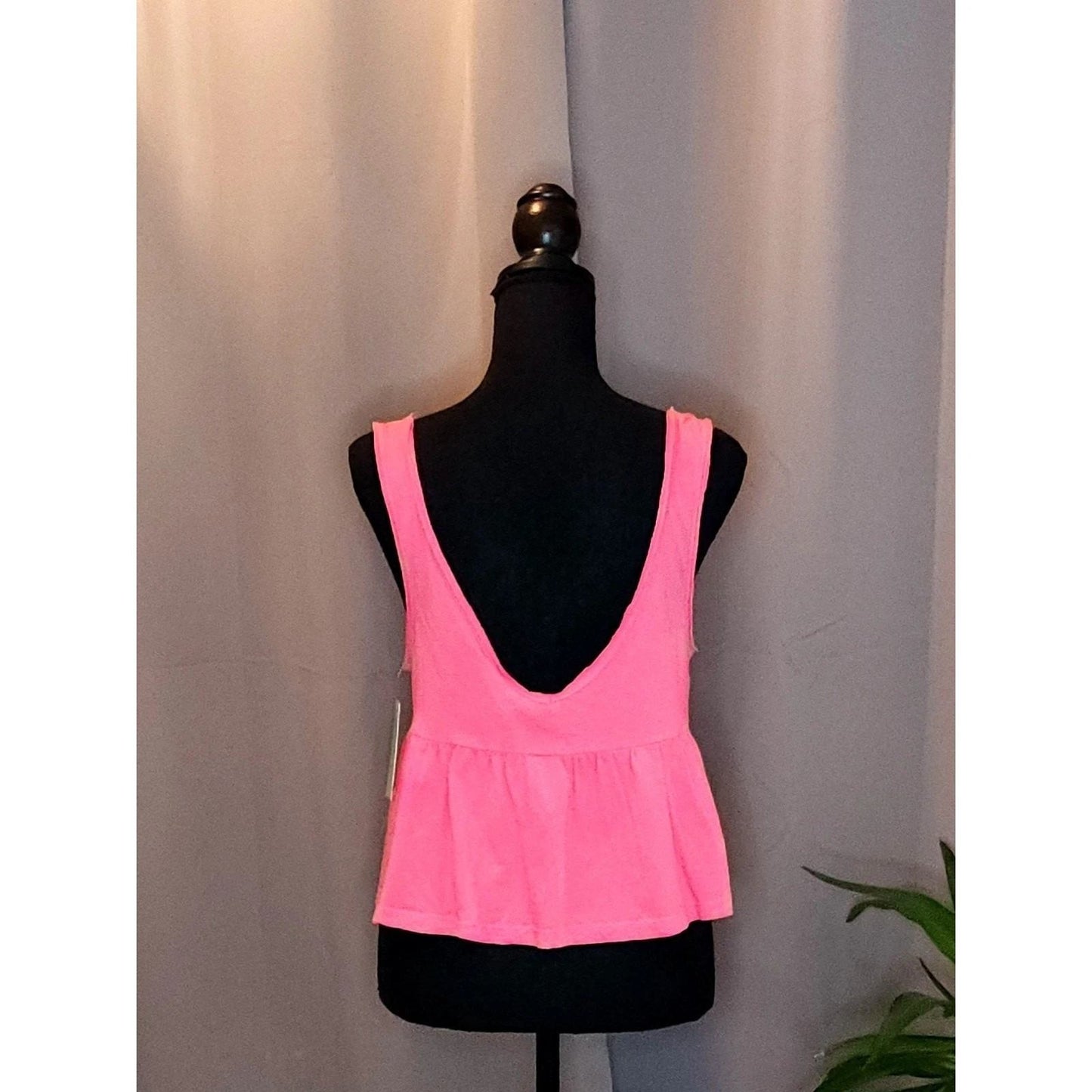 Abound Womens Pink Peplum Tank Top V-Neck Ruffle Babydoll Sleeveless Shirt