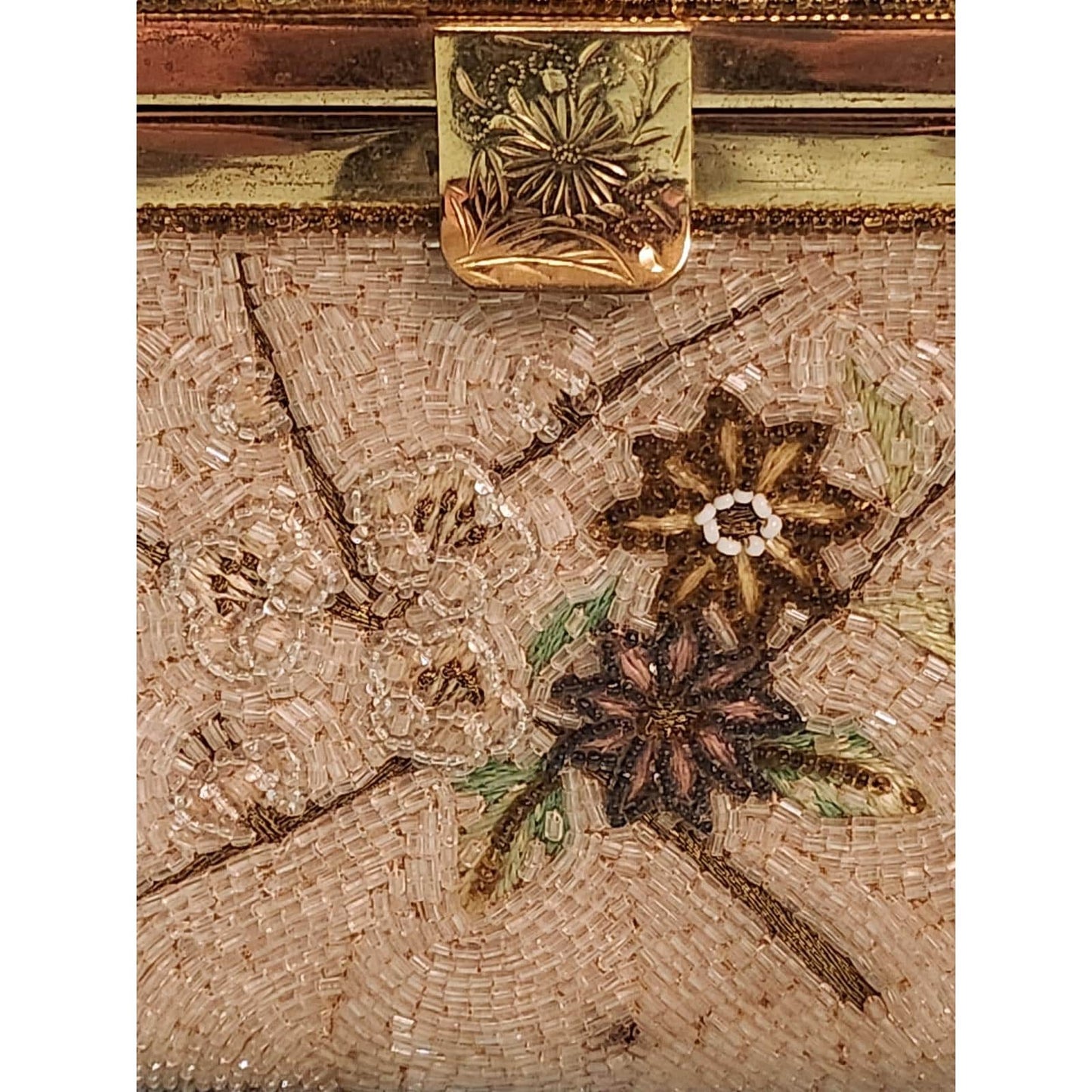Vintage Tori Beaded Box Purse Made in Japan Floral MCM Evening Bag Top Handle