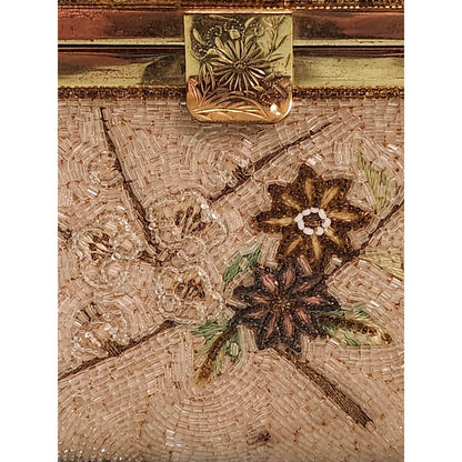 Vintage Tori Beaded Box Purse Made in Japan Floral MCM Evening Bag Top Handle