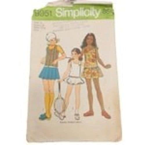 VTG 1972 Simplicity Pattern 9951 Girls Mini Dress Tennis Dress Size 12 Boho 70s