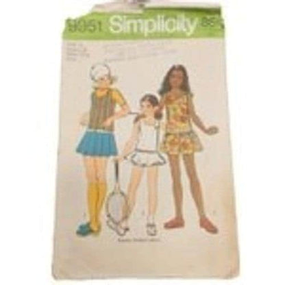 VTG 1972 Simplicity Pattern 9951 Girls Mini Dress Tennis Dress Size 12 Boho 70s