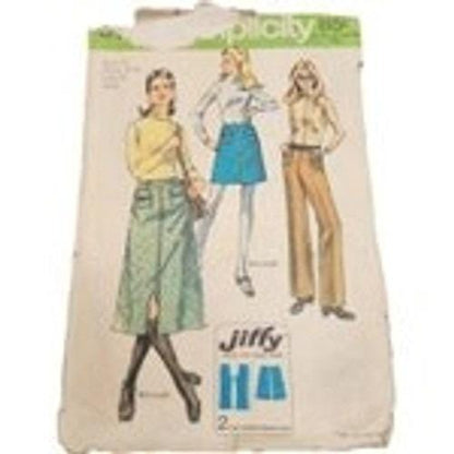 VTG 1970 Simplicity Pattern 9023 Misses Jiffy Skirt Pants Mod Size 12 Waist 25.5