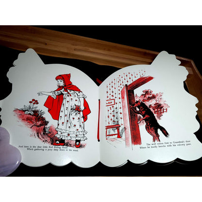 VTG 1984 Red Riding Hood Die-Cut Shape Book Merrimack Publishing Ribbon Tie