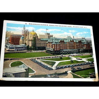 VTG Postcard Haddon Hall and Strand Hotel at Night Atlantic City New Jersey NJ