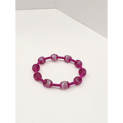 Set of 3 Colorful Wire Coil Spring Bangle Bracelets Blue Purple Pink Metallic