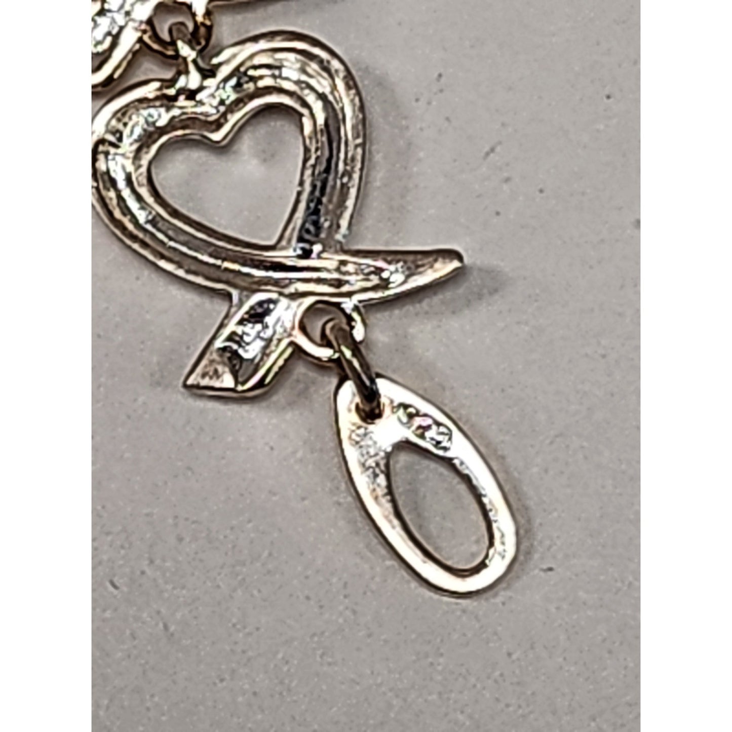 Sterling Silver 925 Open Heart and X Kiss Link Bracelet Polished Romantic Style