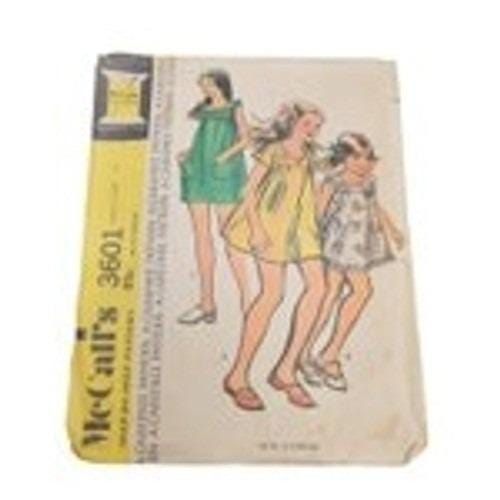 VTG 1973 McCall's 3601 Girls Dress Pattern Ruffle Trim Boho Hippie Size 14