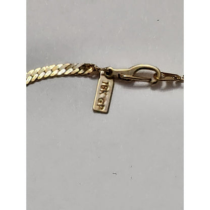 Vintage 18K Gold Filled Herringbone Flat Snake Chain Necklace 18K GP Clasp