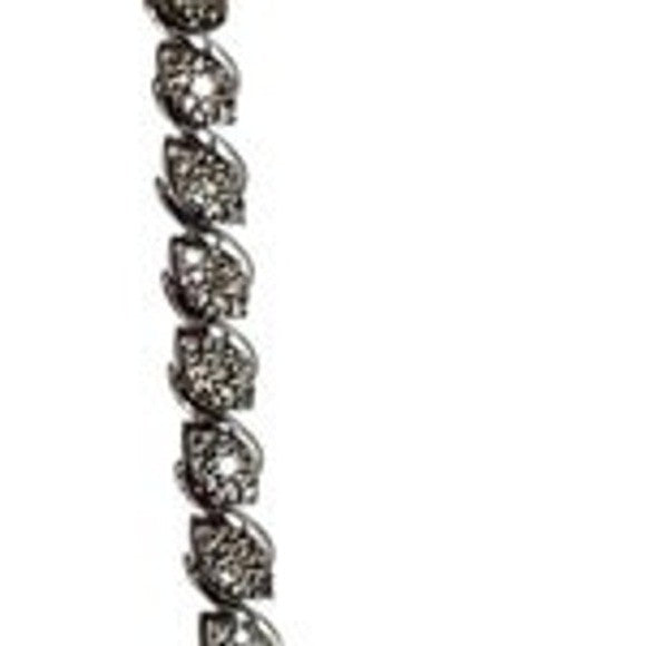 Sterling Silver S-Link Tennis Bracelet Clear CZ Pave Elegant Classic Silver
